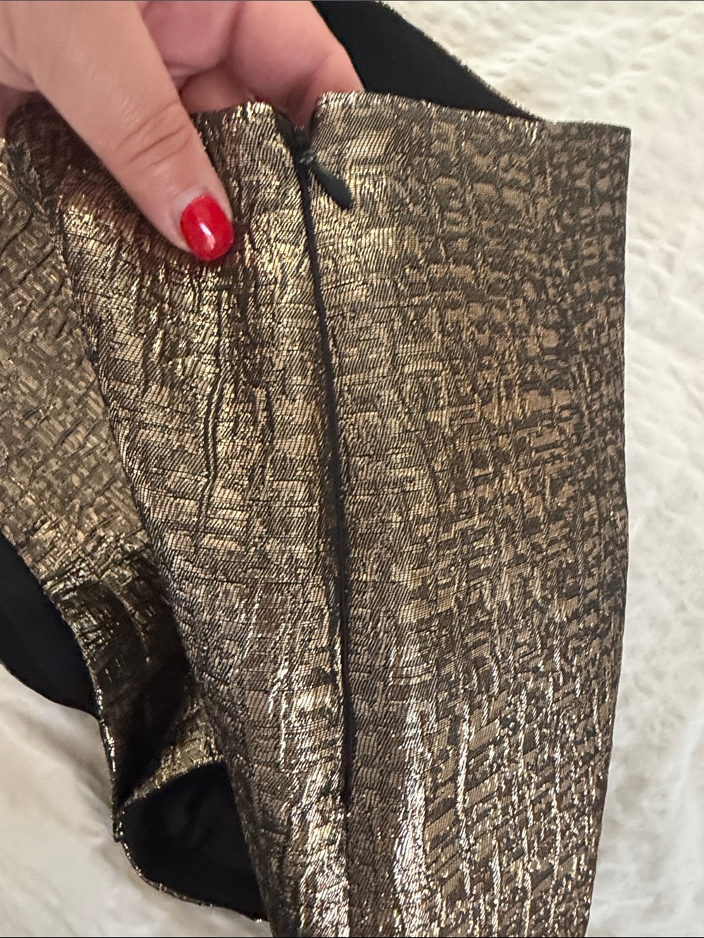 Commense High-Waist Metallic Gold Textured Shorts - Picture 10 of 12